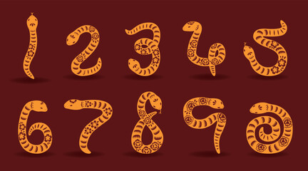 Number design in the shape of a snake.