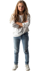Obraz premium Confident Teenage Girl in Casual Outfit