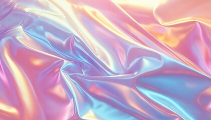 Trendy pastel wavy holographic blue foil background