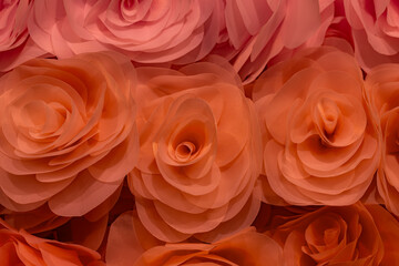Closeup of artificial flowers textures background