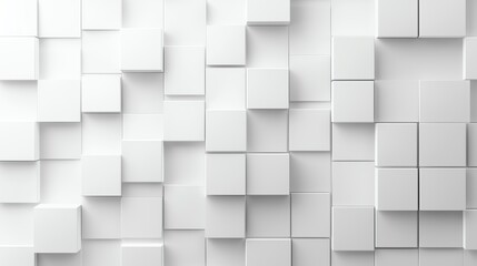 A clean, modern white wall composed of overlapping square tiles, creating a stylish and textured background for various uses.
