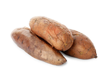 Tasty cooked sweet potatoes isolated on white