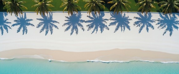 Aerial View of Palm Trees on Tropical Beach