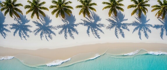 Aerial View of Palm Trees on Tropical Beach