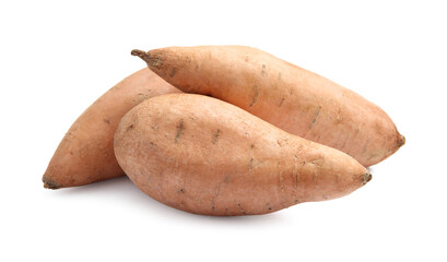 Fresh raw sweet potatoes isolated on white