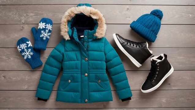 Winter Outfit with Teal Jacket and Accessories