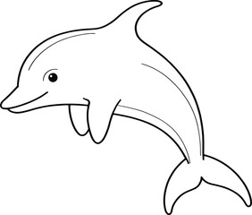 dolphin line art vector illustration.