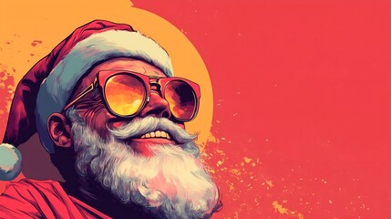 Cool punk rock Santa Claus. Christmas illustration with a place for text.