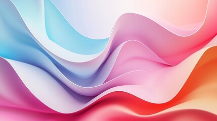 Fototapeta premium Vibrant abstract waves in soft hues of pink, blue, and white create a serene and modern visual ideal for creative projects.