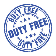 duty free stamp. duty free round sign. label on transparent background