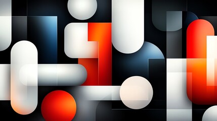 Naklejka premium Abstract composition featuring geometric shapes in contrasting colors, ideal for modern design projects and artistic backgrounds.