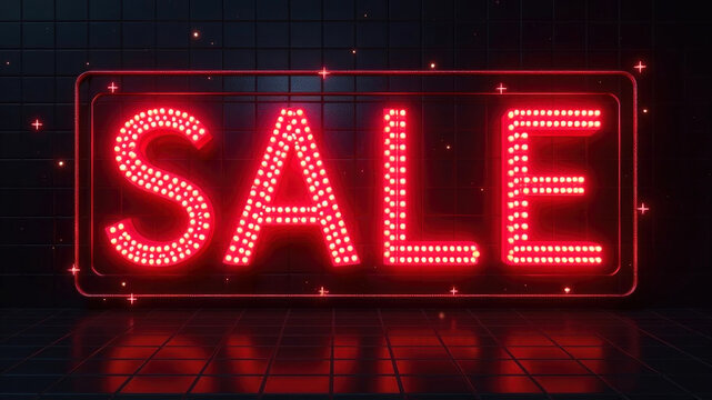 Glowing neon sale sign for retail promotions and advertising concepts