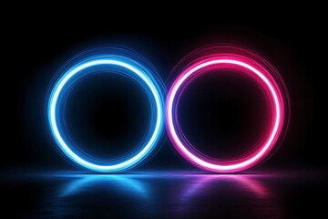 Abstract Neon Light Circles Background