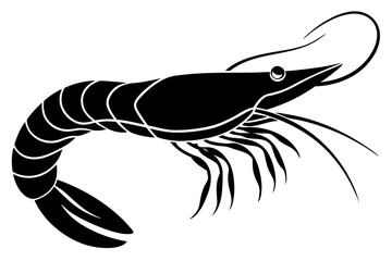 Simple shrimp silhouette vector illustration,shrimp fish silhouette vector illustration.