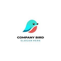 simple colored little bird logo for brand
