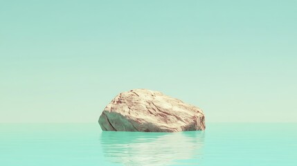 Tranquil Stone Emerging from Calm Water