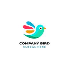simple colored little bird logo for brand