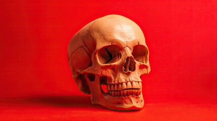 Fototapeta premium A detailed depiction of the human skull. Natural decay and the passage of time. A scientific study of archaeological human remains. A forensic study. Illustration for varied design.