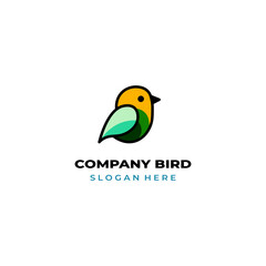 simple colored little bird logo for brand
