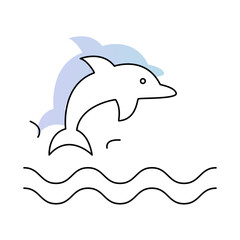Obraz premium Dolphin with Waves Representing Marine Conservation and Sustainability. Eco-Friendly and Ocean Protection