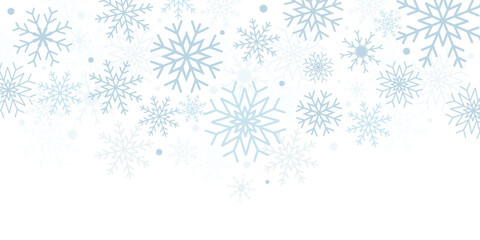 New Year background with snowflakes in vector, flat style. Background with different snowflakes.