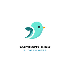simple colored little bird logo for brand