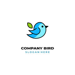 simple colored little bird logo for brand