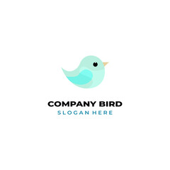 simple colored little bird logo for brand