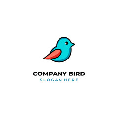simple colored little bird logo for brand
