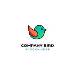 simple colored little bird logo for brand