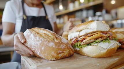 Professional Woman Ordering Classic American Sub