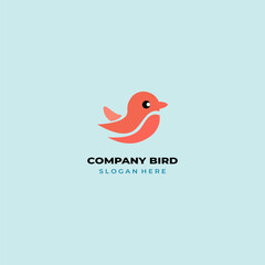 simple colored little bird logo for brand