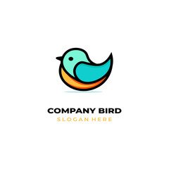 simple colored little bird logo for brand