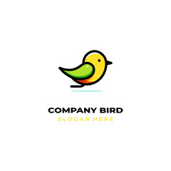 simple colored little bird logo for brand
