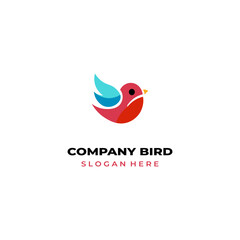 simple colored little bird logo for brand