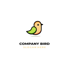 simple colored little bird logo for brand