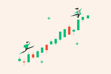 business person trading success growing growth market investment finance concept. business happy professional profit bullish graph stock market chart investor economy work vector.
