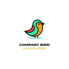 simple colored little bird logo for brand