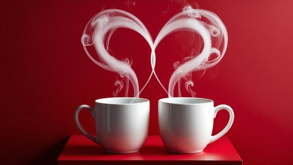 Dwie filiżanki z łączącą się parą