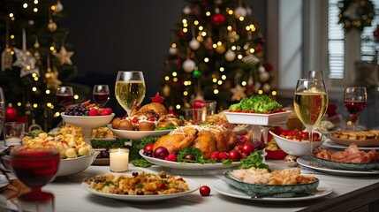 Fototapeta premium table served for Christmas dinner