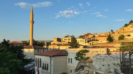 Fototapeta premium The minaret with its mosque in Mustafapasa, Turkey