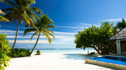 Naklejka premium beach with palm trees