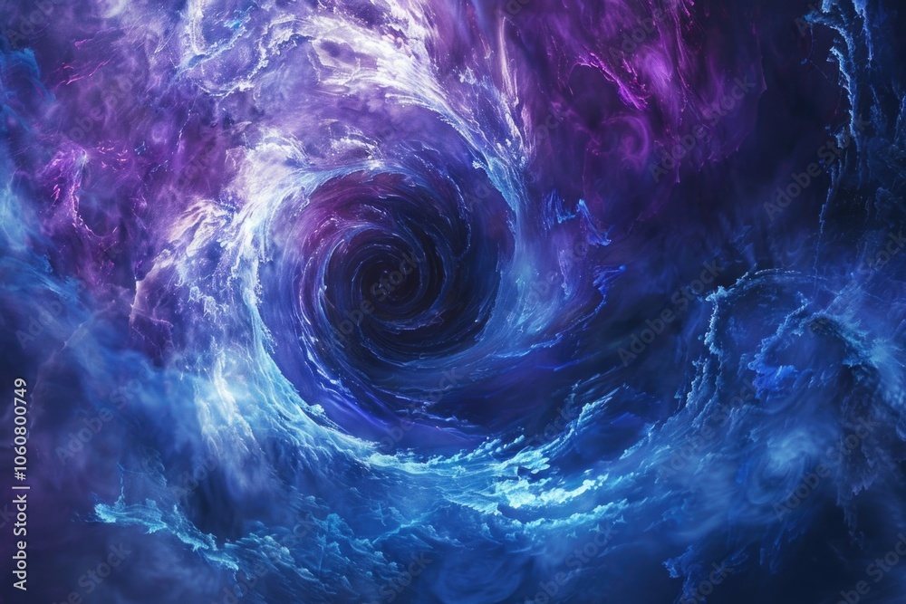 Aufkleber swirling patterns in shades of purple and blue against a dark background, ideal for use in abstract 