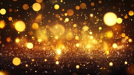 Fototapeta premium Warm-toned bokeh lights with Happy New Year 2025 text, ideal for celebratory cards.