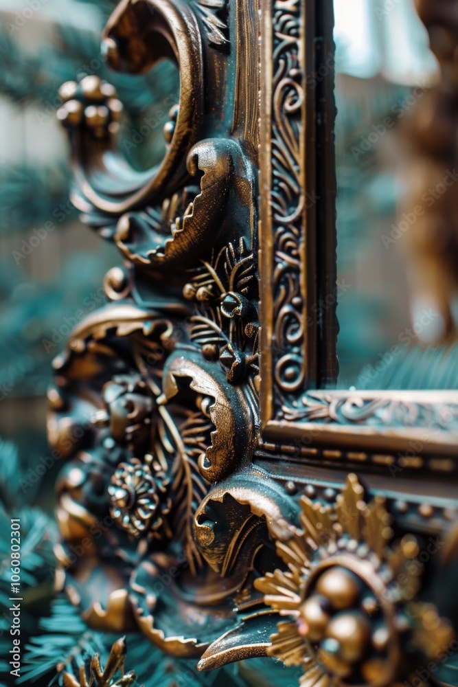Poster a close-up view of a mirror in a typical room setting, ideal for use in interior design or lifestyle