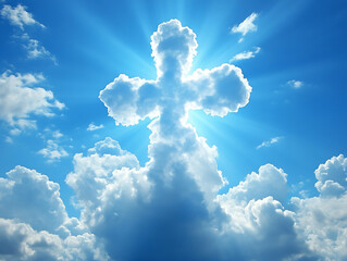 Fototapeta premium Christianity cross shaped cloud illustration