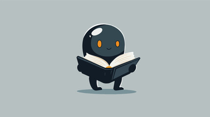 cartoon penguin with read book