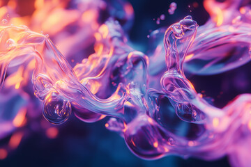 Obraz premium Gradient abstract glossy textures background, abstract fluid holographic wave in neon hues for banners, backgrounds, wallpapers, and covers