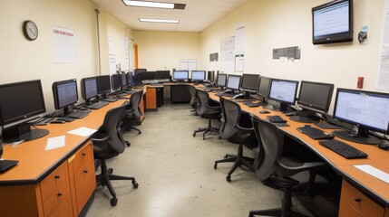 Comfortable and Well-Equipped Computer Lab in an Office Setting