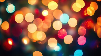 Obraz premium Festive 2025 text over blurry bokeh lights, perfect for holiday greetings and New Year cards.